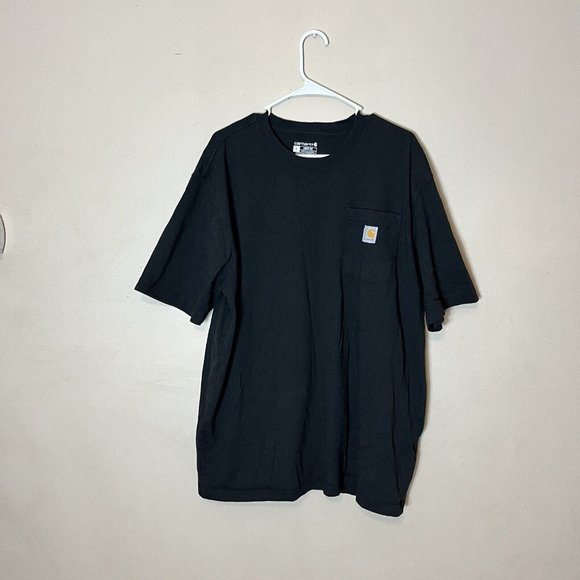 Carhartt Pocket T-Shirt Mens Large Short Sleeve Loose Fit Logo Crew Neck Black - Picture 1 of 8